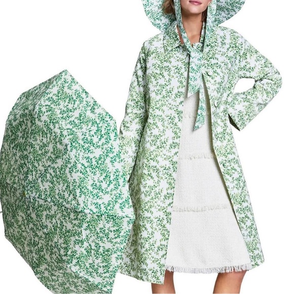 Macy’s Flower Show Botanical Print A-line Rain Jacket Green Floral Design NWT - Picture 3 of 5